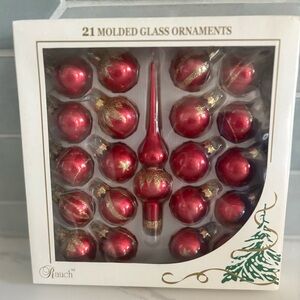 Rauch Set Molded Glass Mini Ornament Set of 21 Pieces Original Box Shiny Vtg NEW